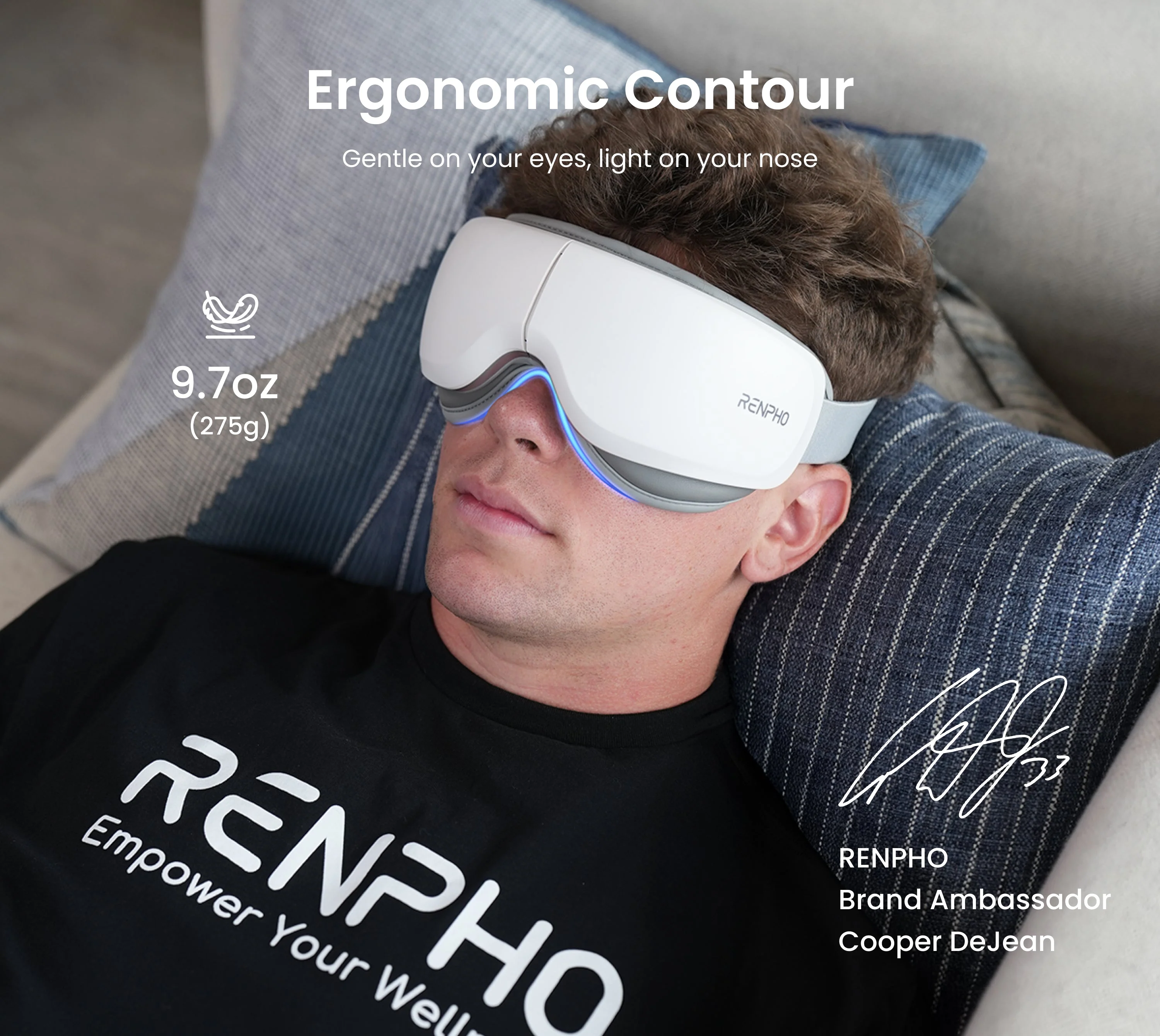 Un smartphone éteint posé à côté d'un masseur oculaire